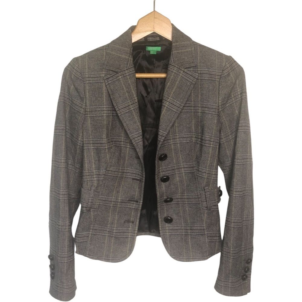 Vintage Plaid Blazer with Leather Elbow Patches